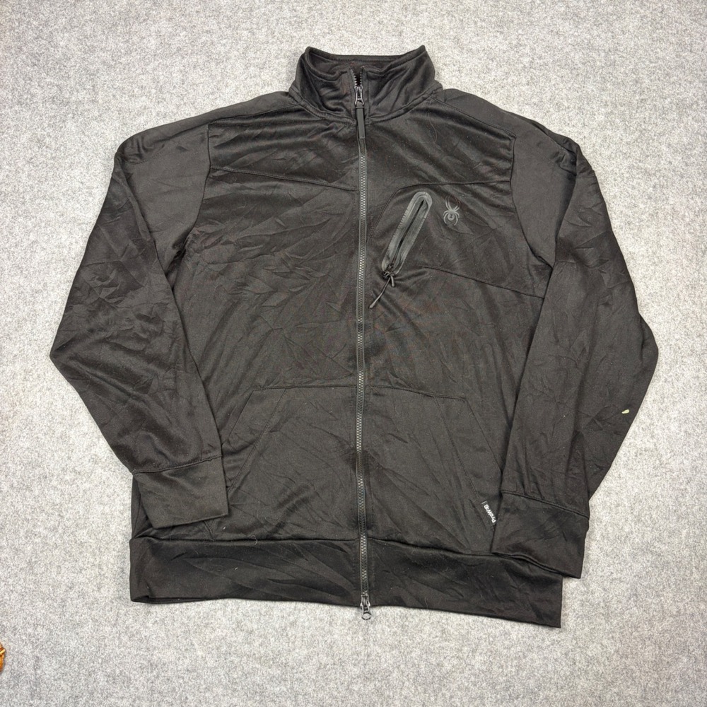 Spyder Active ProWeb Mens Black Full Zip Track Jacket Mock Neck Size Large